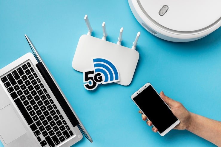 fiber modems: A Complete Guide to Fiber Internet Equipment top view wi fi router with laptop vacuum cleaner 23 2148779239